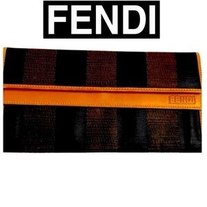 FENDI Black & Carmel Long Wallet, Authentic. EUC
